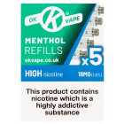 Ok Vape Menthol High E-Cigarette Refills 18mg 5 per pack
