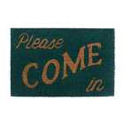 Premier Housewares Green Coir Doormat - Please Come In