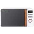 Russell Hobbs RHMD714 Scandi 700W 17L Digital Microwave - White with Wooden Effect Handle
