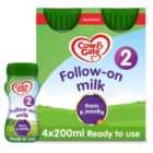 Cow & Gate 2 Follow On Baby Milk Formula Liquid 6-12 Months Multipack 4 x 200ml