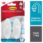 Command Self Adhesive White Medium Bathroom Hooks 2 Pack