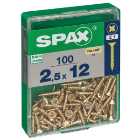 Spax Pz Countersunk Yellox Screws - 2.5x12mm Pack Of 100