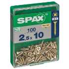 Spax Pz Countersunk Yellox Screws - 2.5x10mm Pack Of 100