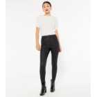 Petite Black Leather-Look Lift & Shape Jenna Skinny Jeans