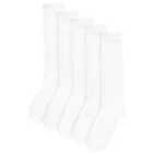 M&S Kids Knee High School Socks, 5 Pack, White 