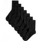 M&S 7pk Ankle School Socks, Black