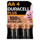 Duracell Plus 100% AA Alkaline Batteries 4 per pack