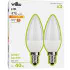 Wilko 2 pack Screw E14/SES 470lm LED Candle Light Bulb Non Dimmable