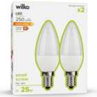 Wilko 2 pack Screw E14/SES 250lm LED Candle Light Bulb Non Dimmable