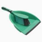 JVL Rubber Grip Dustpan and Bristle Brush Set Turquoise/Grey
