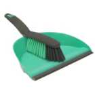 JVL Dustpan and Bristle Brush Set Turquoise/Grey