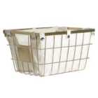 Premier Housewares Wire Storage Basket with Cotton Lining - Gold