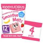 Kiddylicious Strawberry & Banana Smoothie Melts Baby Snacks Multi 4 x 6g