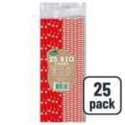 Red & White Recyclable Paper Straws 25 per pack