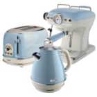 Ariete ARPK6 Vintage 2-Slice Toaster, 1.7L Jug Kettle, and Espresso Coffee Maker - Blue