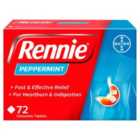 Rennie Peppermint Heartburn & Indigestion Chewable Tablets 72 per pack