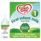 Cow & Gate 1 First Baby Milk Formula Liquid Starter Pack from Birth 6 x 70ml
