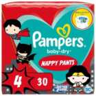 Pampers Baby-Dry Superhero Nappy Pants, Size 4 (9-15kg) 30 per pack