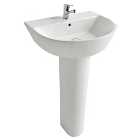 Roca Aris Ceramic 1 Tap Hole Bathroom Basin with Full Bathroom Pedestal - 550mm