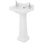 Wickes Oxford Traditional 2 Tap Hole Ceramic Basin with Full Pedestal