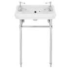 Wickes Oxford Traditional 2 Tap Hole Ceramic Basin with Chrome Washstand