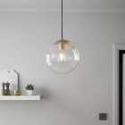 GoodHome Dacite Brass & transparent Brass effect Pendant ceiling light, (Dia)280mm