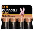Duracell Plus 100% D Alkaline Batteries 4 per pack