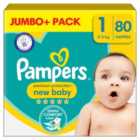 Pampers Premium Protection New Baby Size 1, 80 Nappies Jumbo+ Pack 80 per pack