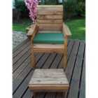 Charles Taylor One Seater Lounger with Green Cushions and Fitted Cover