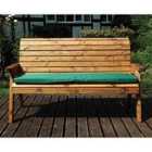 Charles Taylor Three Seater Winchester Bench with Green Cushion and Fitted Cover
