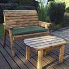 Charles Taylor Deluxe Bench Set with Green Cushions