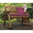 Charles Taylor Bench Rocker with Burgundy Cushions