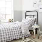 Bianca Check And Stripe 100% Cotton Grey Duvet Cover and Pillowcase Set