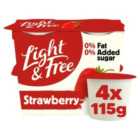 Light & Free Strawberry Greek Style 0% Added Sugar Fat Free Yoghurt 4 x 115g
