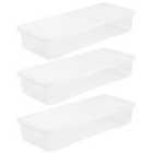 Crystal Clear Long Storage Box with Lid 55L - Set of 3