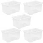 Crystal Clear Storage Box with Lid 60L - Set of 5