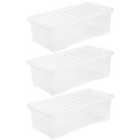 Crystal Clear Storage Box with Lid 62L - Set of 3