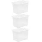 Crystal Clear Storage Box with Lid 80L - Set of 3