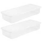 Crystal Clear Long Storage Box with Lid 55L - Set of 2