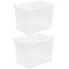 Crystal Clear Storage Box with Lid 80L - Set of 2