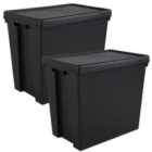 Wham Bam Black Heavy Duty Recycled Box with Lid 92L- Set of 2