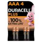 Duracell Plus 100% AAA Alkaline Batteries 4 per pack
