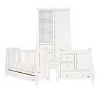 Tutti Bambini Lucas 3 Piece Cot Bed, Chest Changer and Wardrobe Room Set - White