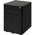 Zennor Elio Lockable 3 Draw Curved Filing Cabinet with Wheels - Black