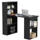 Zennor 120cm Modern Computer Desk with Bookshelf & Shelves - Black