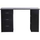 Zennor Home Office Desk with 3 Drawers & Shelves - Black