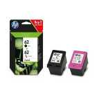 HP 62 Black & Colour Ink Cartridge Combo Pack 2 per pack