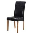 Heartlands Furniture Set Of 2 Marley Solid Rubberwood Chairs With Faux Leather Seats - Black