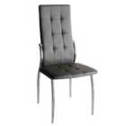 Heartlands Furniture Set Of 4 Oyster Faux Leather Chairs - Grey/Chrome