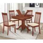 Heartlands Furniture Leicester Dining Set with 4 Chairs Mahogany